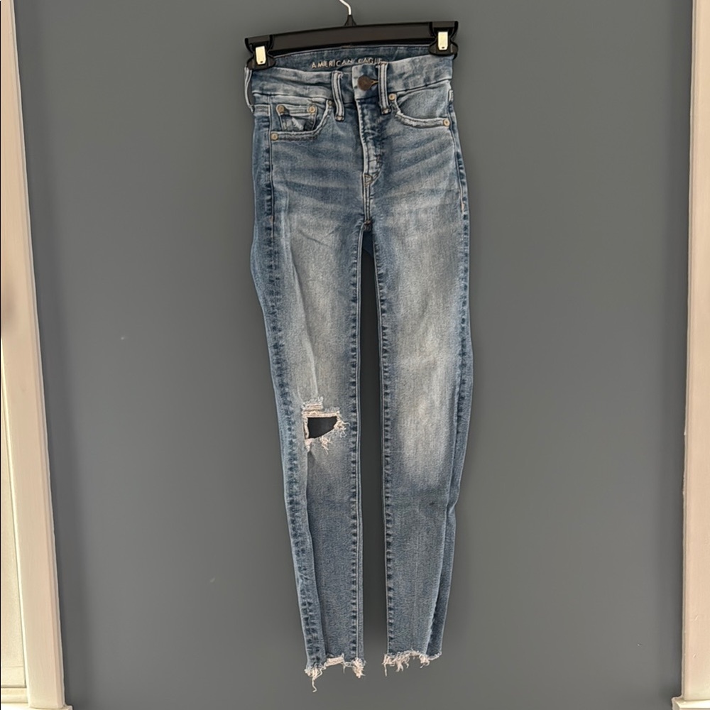 Women's Blue Distressed Jeans